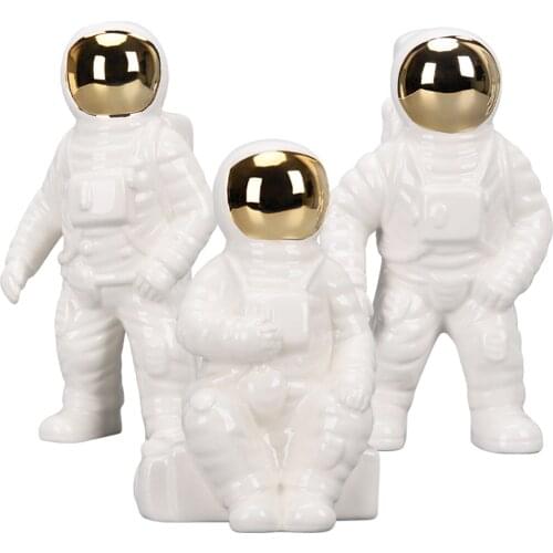 Ceramic Space Man Cosmonaut Model Figure Figurine Statue Sculpture Table Decor White Space Man Sculpture Astronaut Fashion Vase