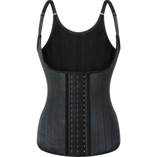 25 Steel Bones Latex Waist Trainer Vest 3 Hooks Shinning Rubber Corset Women Plus Size Black Nude Corselet Adjustable Corset