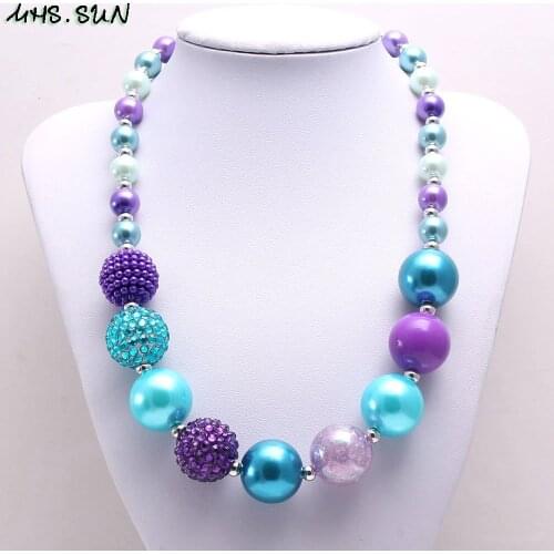 MHS.SUN Charm Baby Chunky Beads Necklace Handmade Toddler Girl Bubblegum Necklace For Child kid Choker Necklace Gift Jewelry 1PC
