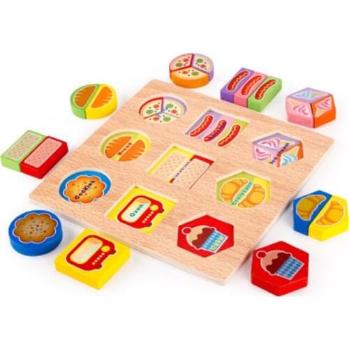 Montessori Kids Wooden Educational Shapes Paired Puzzle Color Geometrical Shape Math Toys Early Learning Birthday Gift