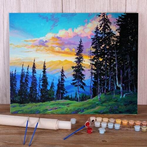 Landscape Evening Clouds Coloring By Numbers Painting Complete Kit Acrylic Paints 50*70 Paiting By Numbers Handicraft