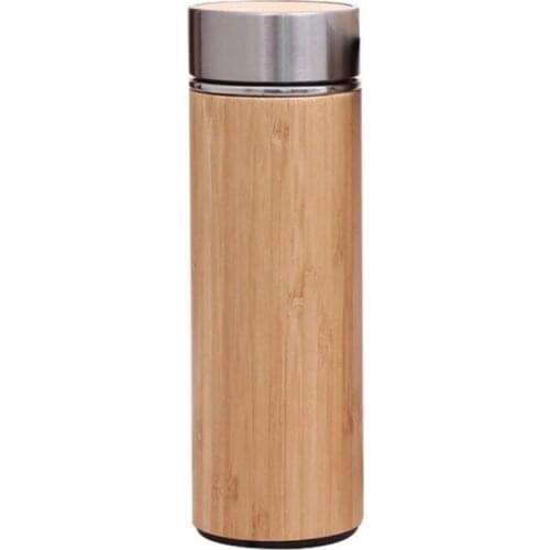 Natural Bamboo 500Ml Stainless Steel Liner Vacuum Flask Insulation Bottle Bamboo Cup Tea