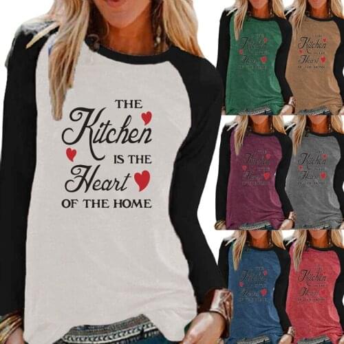 Autumn Fashion Ladies Casual Raglan Sleeve Shirt Print Round Neck Loose T-shirt Pullover Sweater Large Size Womens Blouse