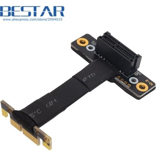 PCI-E x1 Riser Cable Dual 90 Degree Right Angle PCIe 3.0 x1 to x1 Extension Cable 8Gbps PCI Express 1x Riser Ribbon Extender