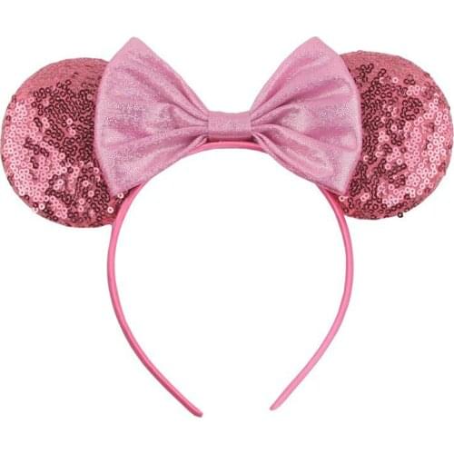 Disney 1pcs Cartoon New Mermaid Mickey Sequin Bow Embroidery Baby Headband Fashion Cute Childrens Hair Accessories