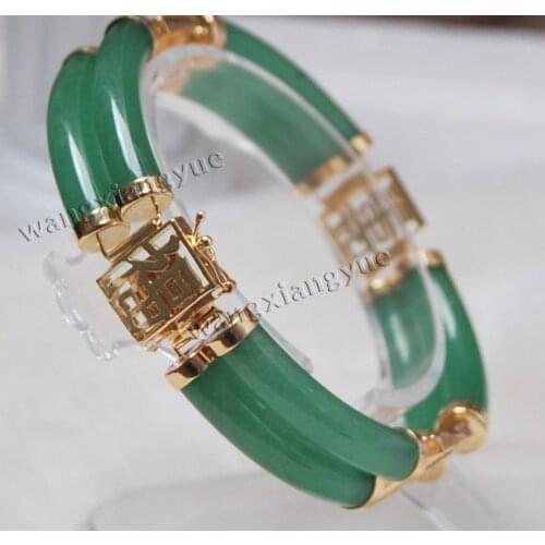 Rare Natural GREEN stone Jewelry bracelet 7.5'' AAA style Fine jewe Noble 100% Natural stone 5.26