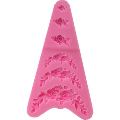 Relief Flower Silicone Mold Sugar Paste 3D DIY Fondant Cake Decor Tool Chocolate Cake Fence Shaped Mold Kitchen Liquid Cake Tool
