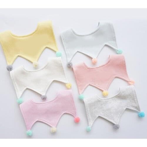 Korean version of ins new baby cotton saliva towel baby crown ball ball bib child bib saliva pocket