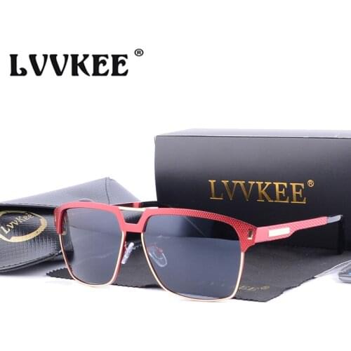 LVVKEE 2020 High Quality Red Polarized Sunglasses Men/Women Half Frame Driving Sun Glasses For Man Shades Eyewear With Case