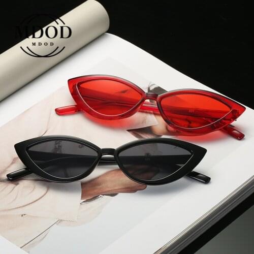 Retro Cateye Sunglasses Women Retro Small Black Transparent Black 2020 Triangle Vintage Cheap Sun Glasses Red Female UV400