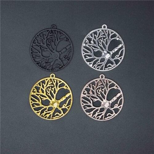 Elfin Trendy Brain Cell Neuron in a Circle Pendants Graduation Gift Tree of Life Psychology Necklace Science Biology Jewelry
