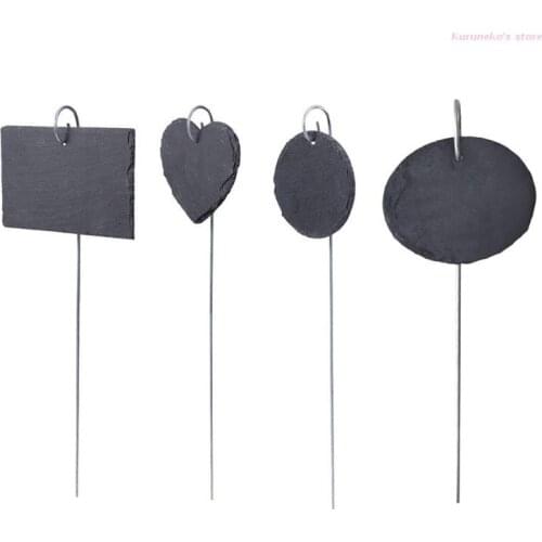 HX6D 5 Pcs Natural Slate Labels Plant Signs Reusable Garden Markers Plant Stake Tags for Vegetables Succulents Potted Flower