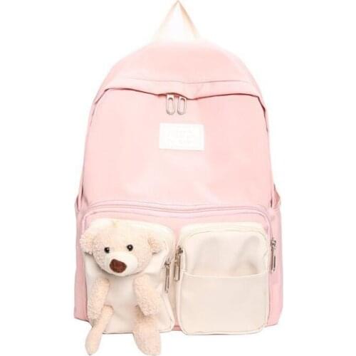 2020 Women Backpack Fashion Women Cute bear matching color backpack School Bag For Teenage Girl Children Backpacks Travel Bag