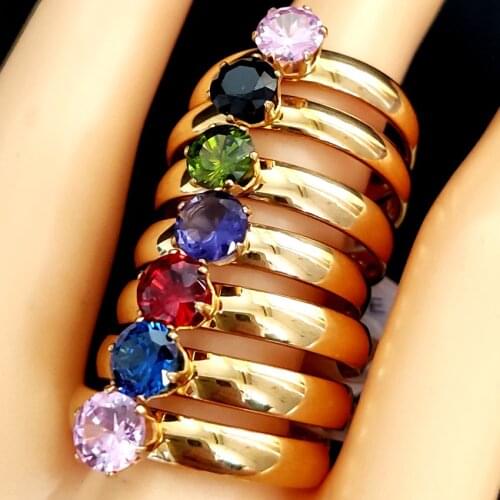 30pcs Wedding Ring for Women Comfort-fit 4mm Colored Cubic Zirconia Stainless Steel Zircon Ring Lovers Bride Party Jewelry Gift