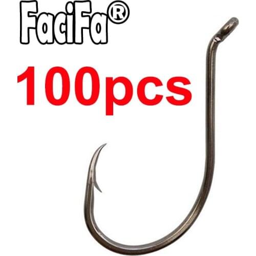 100pcs Octopus Fishing Hook Baitholder Hook Offset Up Eye Forged Shank Carp Hook Jig Big Barbed Hook High carbon steel