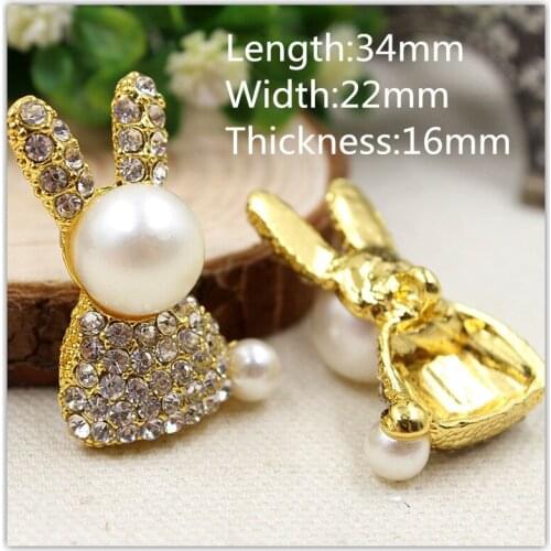 1551091 ,1 pcs,Rabbit shape metal jewelry Rhinestone pearl buttons,flower patterns buttons, garment accessories DIY materials