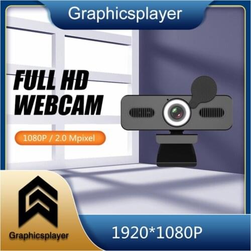 30FPS HDWebcam with Ring Light Auto Focus with Microphone 1080P Camera With cover for Pc 2Mega