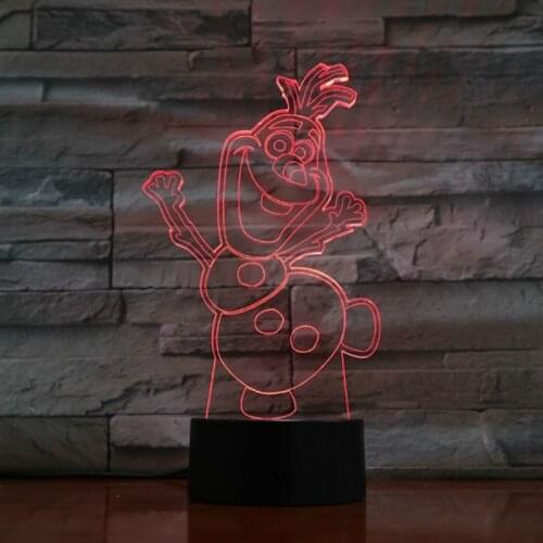 Frozen 3D Night Lamp Disney Snowman Olaf Illusion Night Light Decor Home Lighting Anime Cartoon Cute Lamp Colorful Xmas Gift Led