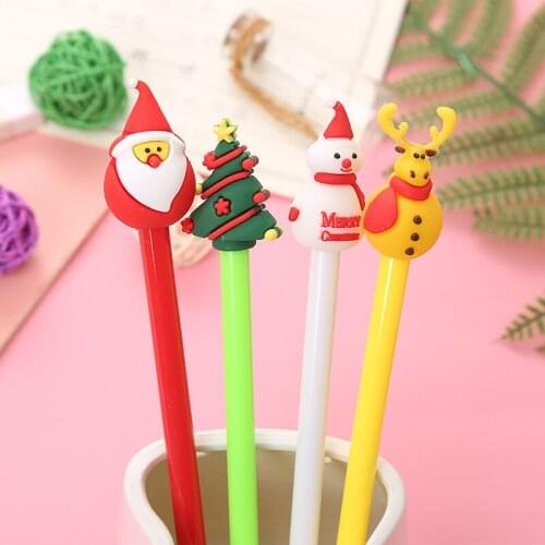 4pcs/lot Cute Cartoon Christmas Series Neutral Pen Kawaii Santa Claus Gel Pen 0.5mm Black Pen for Kids Christmas Gift Stationary