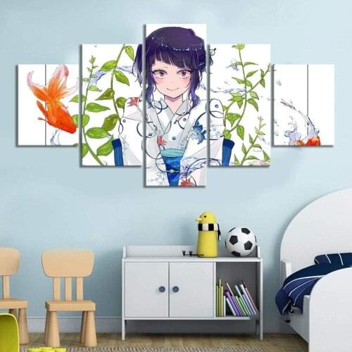 5 Piece Wall Art Canvas Anime Manga Figure Kimono Girl Posters And Prints Modern Living Home Decor Bedroom Decoration Paintings
