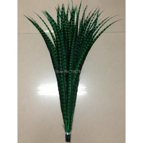 50 pcs Grass green color pheasant tail feather 90-100 CM 36-40 inch lateral tail markings Wittenbuik chicken feathers