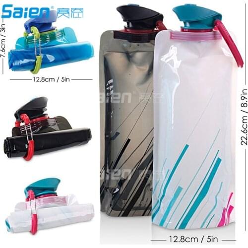 700ML Foldable Water Bags , Flexible Collapsible Reusable Water Bags for Hiking,Adventures, Traveling