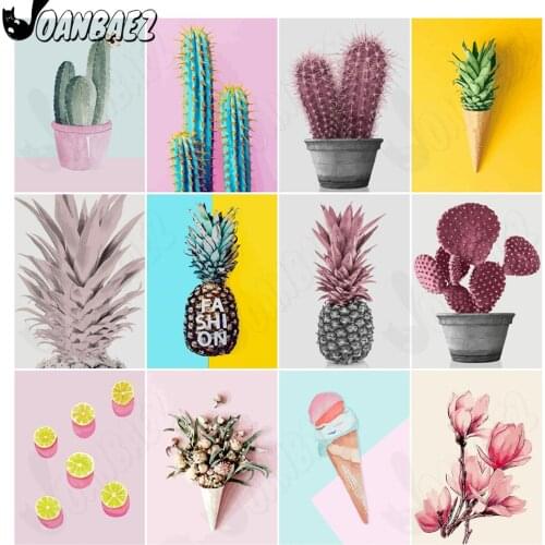 Pineapple Diamond Painting Cactus Cross Stitch Embroidery Plant Mosaic Kit 5D Diy Hand-Inlaid Home Decoration Design
