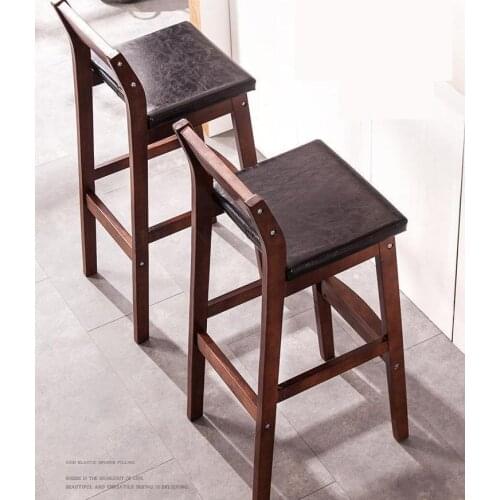 Solid wood bar stool home modern minimalist high stool Nordic back high bar chair bar chair bar stool
