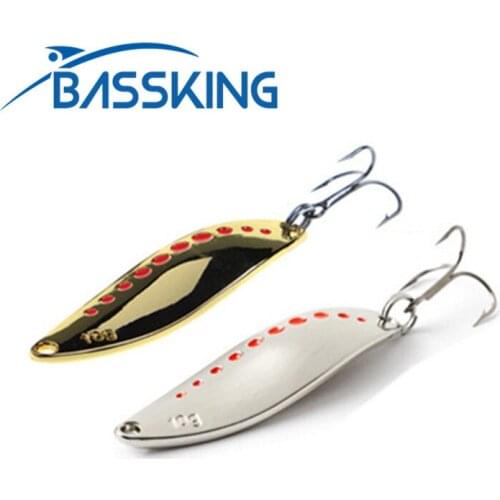 BASSKING 4Pcs Spoon Lure 7.5g 10g Metal Bait Mustad Treble Fishing Hook Spoon Bait Fishing Lure Pesca Isca Artificial Wobbler
