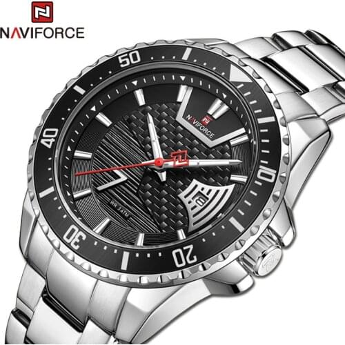 NAVIFORCE Top Brand Men’s Watches Casual Fashion Clock Waterproof Stainless Steel Luminous Date Display Quartz Analog Watch Male