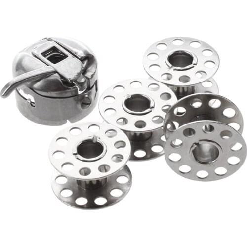 Domestic sewing machine bobbin case + 4 bobbins will fit,brother janome,singer + more