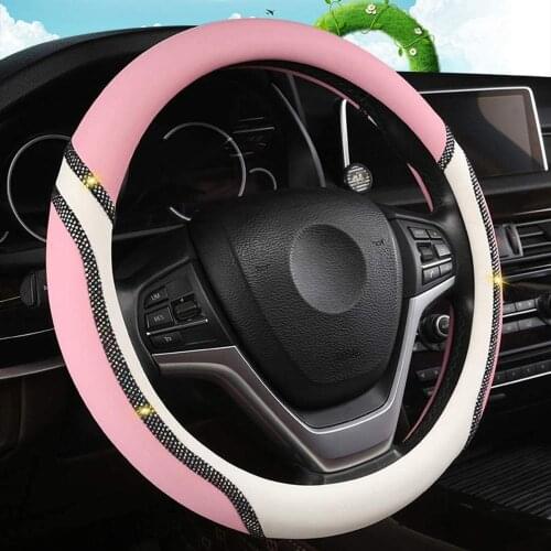 Bling Bling Steering Wheel Cover for Women Fashion Universal Steering Wheel Protector 15 inches
