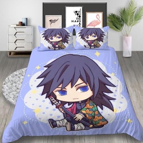 Demon Slayer 3D Cartoon Bedding Sets Anime Demon Slayer Duvet Cover Sets Comforter Bedding Sets Bedclothes (NO Sheet) AYR