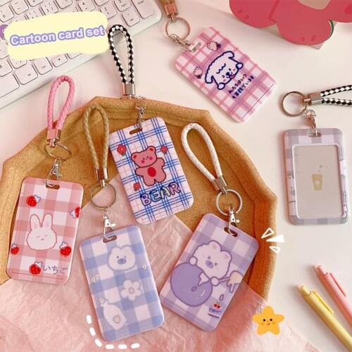 Women Men Business Card Holder Cartoon Cute Retractable Credit Card Holders Bank ID Holders Badge Child Bus Card Cover Case