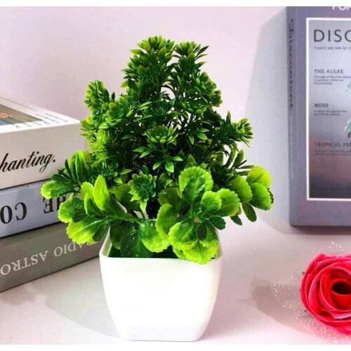 2021 New 1Pcs Artificial Plants Plastic Artificial Potted Plants for Living Room Office Garden Decor Artificial Bonsai With Pot