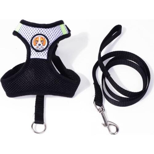 Summer breathable dog harness and leash set dog chest strap sandwich double layer luxury mesh strap dog leash running 6 colors