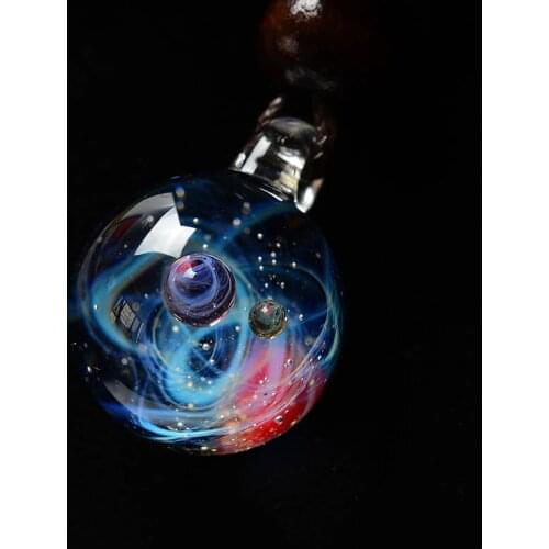 LKO Nebula Cosmic Handmade Galaxy Glass Pendant with Rope Necklace Lucky Men Women Couple Jewelry Valentines Day Present