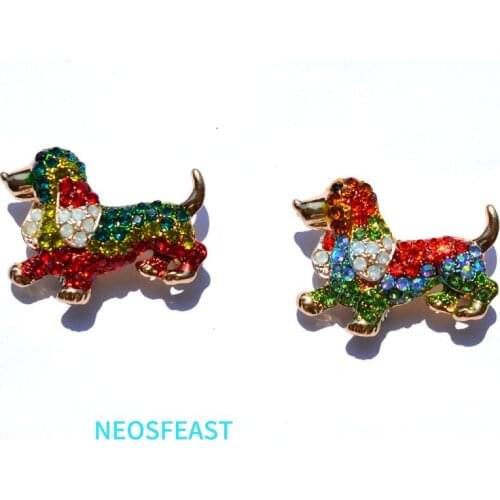 Cute Pet Dog Brooches for Women Trendy Rhinestone Lovely Pin Multi Color Lady Gifts Coat Garments Accessories Fashion Jewelry