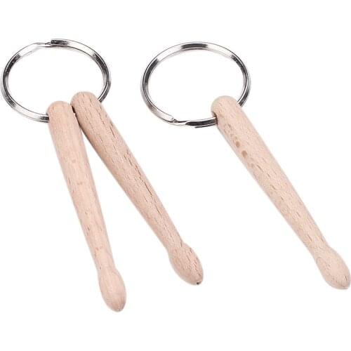 Mini Drum Sticks Keychain Wood Drumsticks Percussion Key Ring Decoration Keyrings Fashion Accessories