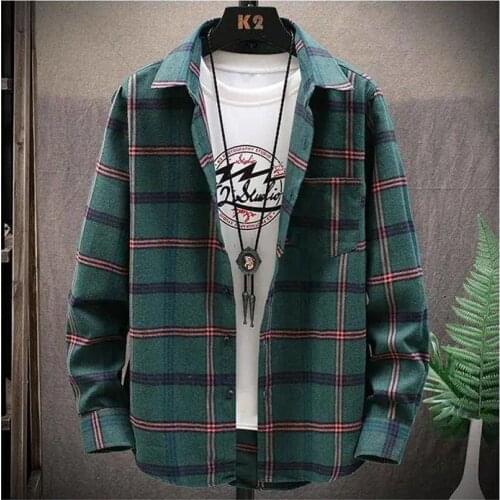 Lag shirt mens long-sleeved Korean version trend handsome jacket casual couple shirt trim