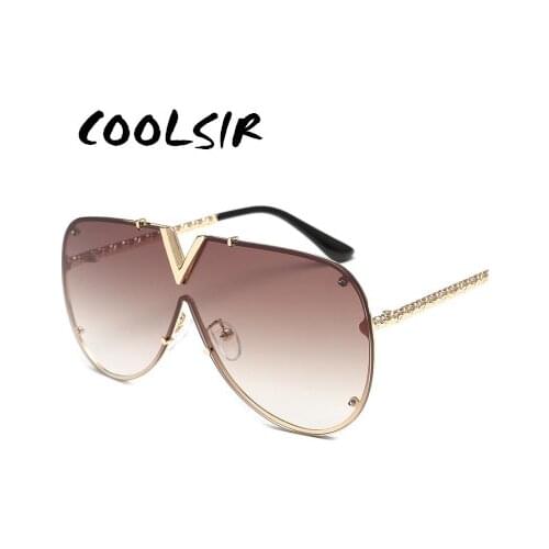 COOLSIR One Piece Sunglasses Men Brand Designer 2018 High Quality Oversized Sun Glasses for Women Mirror Metal uv400