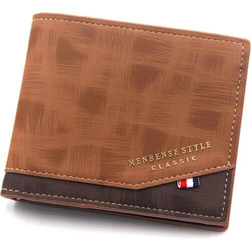 Mens Casual Wallet Short Money Bag Solid Color Leather Handbag Business Wallet Vintage Male Walltes Fashion Small Purses