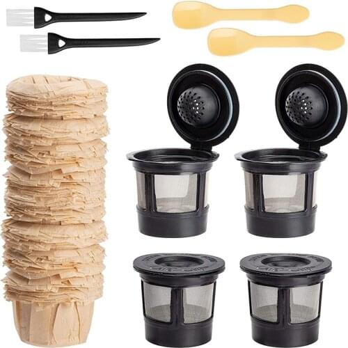 108Pcs K Cups Coffee Filters Set Reusable K Cup Spoons Brushes Disposable Filter Paper Bowl All in One Package for Kitchen