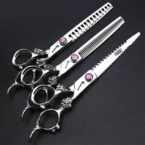 Hairdressing Scissors Set 7 inch Cutting Scissors for Hairdressers Hair Salon Professional Fishbone Haircut Scissors Large Size