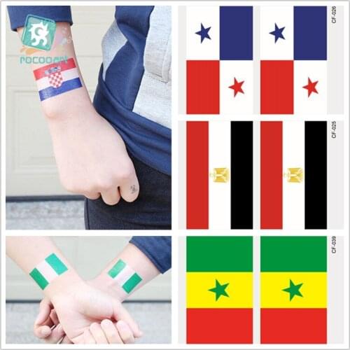 Country Flag Tattoo Stickers Water Transfer Temporary Body Art Tattoo Of Nigeria, Egypt, Panama, Serbia, Senegal National Flag