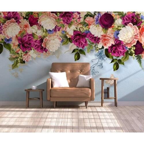 Flower Butterfly Wallpaper Wall Mural Photo Wall Papers Wall Art Decor Canvas Floral Contact Paper Home Improvement Wall Cover