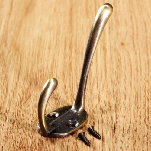 1set Wall Hook Retro double hooks Mount Hanger Bathroom Bedroom Closet Door Coat Hat Robe Holder Antique Bronze Metal 70*23mm
