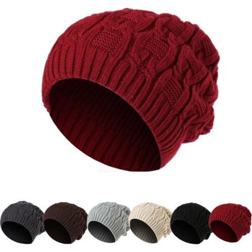 Men Women Solid Color Slouch Knitted Beanie Hat Autumn Winter Skateboard Cap Warm Outdoor womens double wool hat Xmas Gift