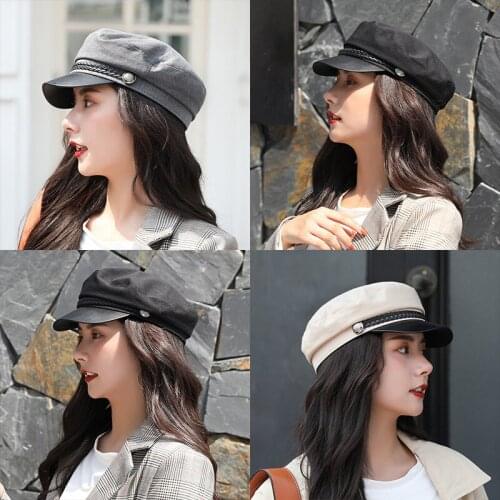 Autumn Winter Hats for Women Braided Pu Octagonal Caps Ladies Casual Woolen Hat Winter Beret Women Cap HR122204