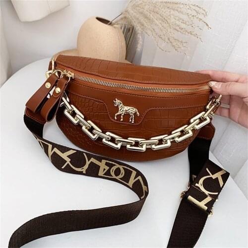 New Chain Fanny Pack Women Leather Waist Bag Luxury Brand Chest Pack Mini Female Belt Bags Fashion Ladies Shoulder Crossbody Bag